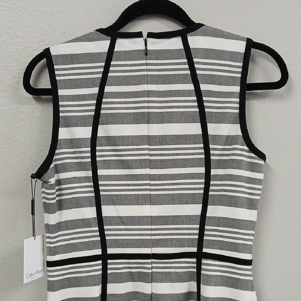 Calvin Klein Women's Black and Gray Striped Midi Dress - Picture 5 of 5